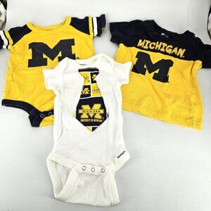 Michigan Wolverines Shirt Lot 3pc Boys 3-6 Months Multi NCAA Football Colosseum